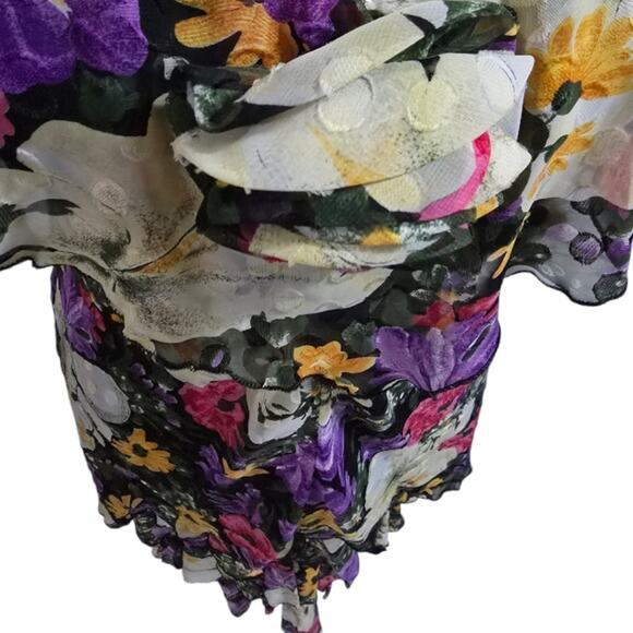 Vintage Ruffled Floral Dress Romantic Cottagecore Party 80s Cocktail Maxi - Picture 8 of 13